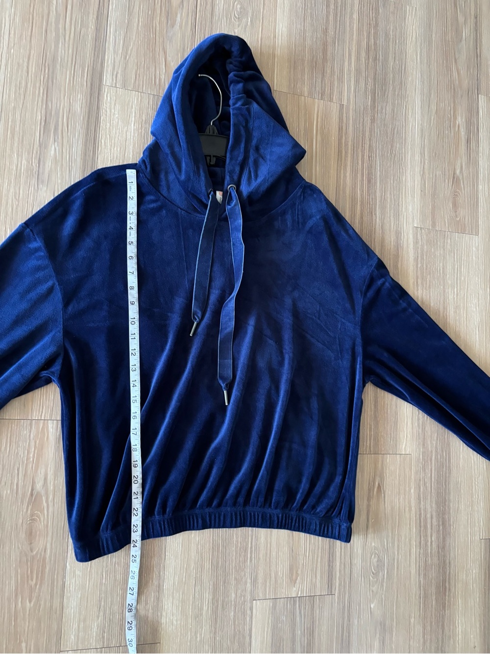 Daily Practice Anthropologie Velour Hoodie Navy Blue Womens XL Athletic Casual - Picture 5 of 10